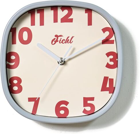 Cubesugar 9-Inch Table&Wall Clock, Pastel Elegance with Cream & Strawberry Red. Innovative Off-The-Edge Numbers, Silent Sweeping Movement, Sturdy Plastic Frame & Glass Panel(Luminous White) in Saudi Arabia