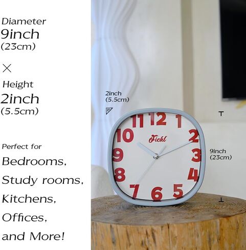 Cubesugar 9-Inch Table&Wall Clock, Pastel Elegance with Cream & Strawberry Red. Innovative Off-The-Edge Numbers, Silent Sweeping Movement, Sturdy Plastic Frame & Glass Panel(Luminous White) in Saudi Arabia