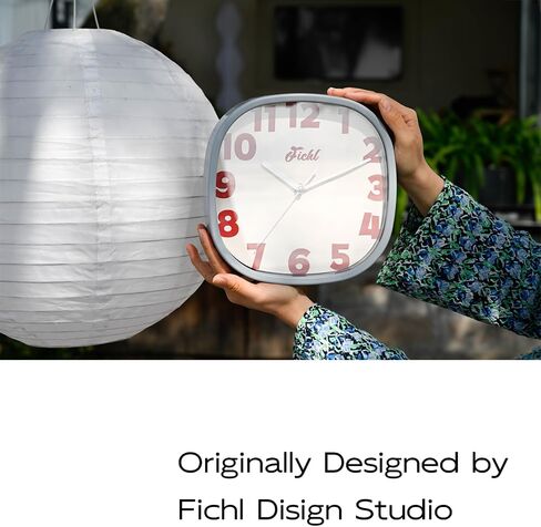 Cubesugar 9-Inch Table&Wall Clock, Pastel Elegance with Cream & Strawberry Red. Innovative Off-The-Edge Numbers, Silent Sweeping Movement, Sturdy Plastic Frame & Glass Panel(Luminous White) in Saudi Arabia