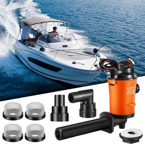 مضخة Livewell للقارب مع 4 مصفاة شبكية من الفولاذ المقاوم للصدأ مقاس 3/4 بوصة، مضخة مهوية 12 فولت 800 جيجا في الساعة لخرطوشة Livewell الغاطسة in Kuwait