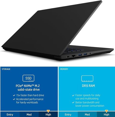 NUC Intel X15 Gaming Laptop, 144Hz 15.6"" FHD Display, Intel Core i7-12700H, Newest Intel Arc A550M Graphics, 16GB DDR5 RAM, 1TB SSD, IR Camera, RGB Backlit Keyboard, Wi-Fi 6, Windows 11 Pro, Black in Saudi Arabia
