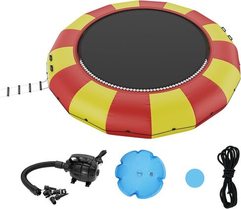 VEVOR Inflatable Water Bouncer, 17ft Recreational Water Trampoline, Portable Bounce Swim Platform with 5-Step Ladder & Electric Air Pump, Kids Adults Floating Rebounder for Pool, Lake, Water Sports in Saudi Arabia