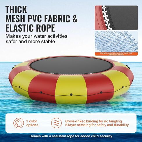 VEVOR Inflatable Water Bouncer, 17ft Recreational Water Trampoline, Portable Bounce Swim Platform with 5-Step Ladder & Electric Air Pump, Kids Adults Floating Rebounder for Pool, Lake, Water Sports in Saudi Arabia