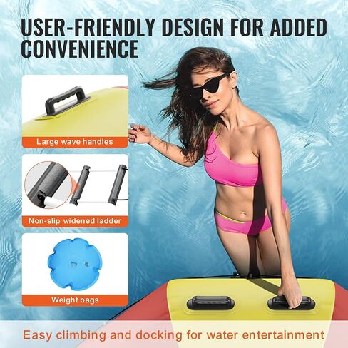 VEVOR Inflatable Water Bouncer, 17ft Recreational Water Trampoline, Portable Bounce Swim Platform with 5-Step Ladder & Electric Air Pump, Kids Adults Floating Rebounder for Pool, Lake, Water Sports in Saudi Arabia