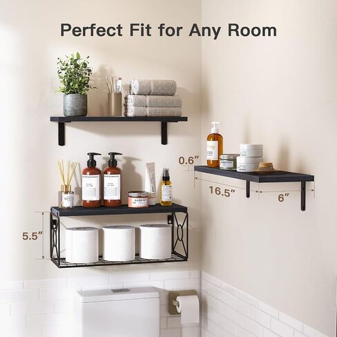 Amada Bathroom Shelves Over Toilet with Storage Basket, Floating Shelves Wall Shelves for Home Organization & Wall Decor, Bathroom/Kitchen/Living Room Shelves–White in Saudi Arabia