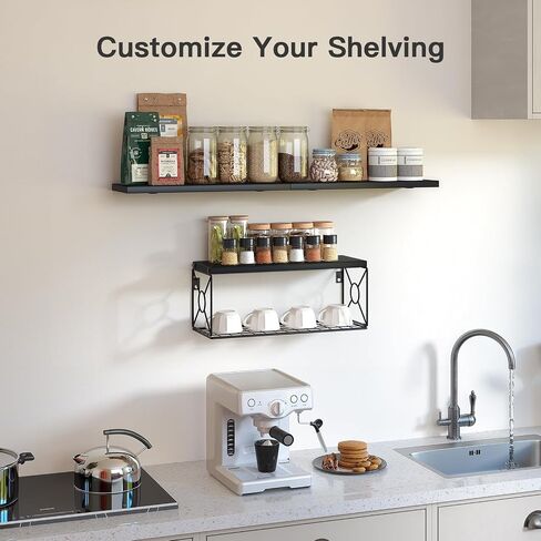 Amada Bathroom Shelves Over Toilet with Storage Basket, Floating Shelves Wall Shelves for Home Organization & Wall Decor, Bathroom/Kitchen/Living Room Shelves–White in Saudi Arabia