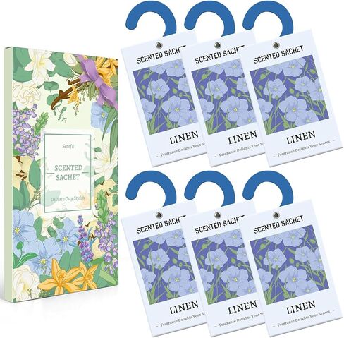 Scented Sachets for Drawer and Closet, Fresh Linen Scented Sachet Bags, Scented Sachets with Hanger Hooks, Long-Lasting Sachets Bags Air Freshener Fresh Scents for Wardrobe, Car in Saudi Arabia