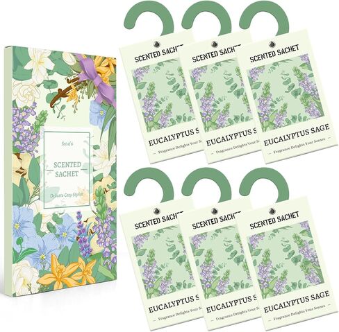 Scented Sachets for Drawer and Closet, Fresh Linen Scented Sachet Bags, Scented Sachets with Hanger Hooks, Long-Lasting Sachets Bags Air Freshener Fresh Scents for Wardrobe, Car in Saudi Arabia