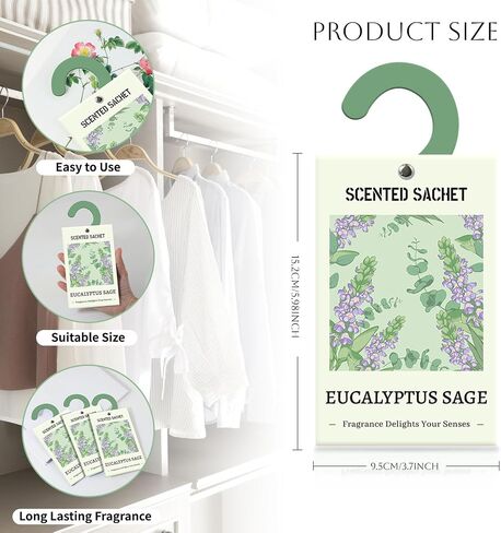 Scented Sachets for Drawer and Closet, Fresh Linen Scented Sachet Bags, Scented Sachets with Hanger Hooks, Long-Lasting Sachets Bags Air Freshener Fresh Scents for Wardrobe, Car in Saudi Arabia