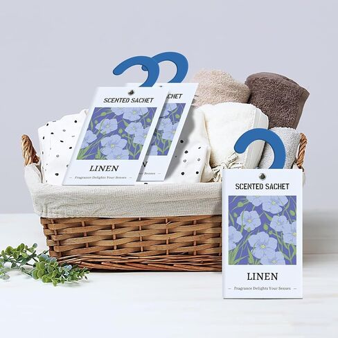 Scented Sachets for Drawer and Closet, Fresh Linen Scented Sachet Bags, Scented Sachets with Hanger Hooks, Long-Lasting Sachets Bags Air Freshener Fresh Scents for Wardrobe, Car in Saudi Arabia