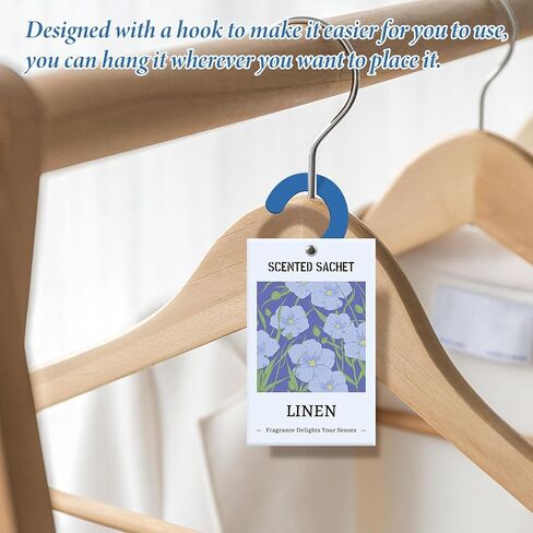 Scented Sachets for Drawer and Closet, Fresh Linen Scented Sachet Bags, Scented Sachets with Hanger Hooks, Long-Lasting Sachets Bags Air Freshener Fresh Scents for Wardrobe, Car in Saudi Arabia