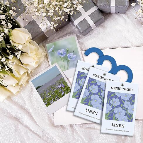 Scented Sachets for Drawer and Closet, Fresh Linen Scented Sachet Bags, Scented Sachets with Hanger Hooks, Long-Lasting Sachets Bags Air Freshener Fresh Scents for Wardrobe, Car in Saudi Arabia