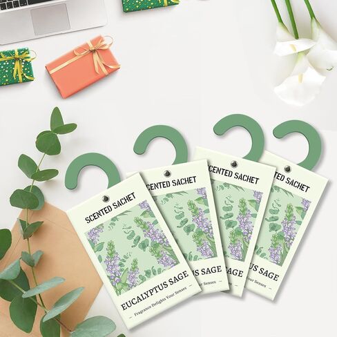Scented Sachets for Drawer and Closet, Fresh Linen Scented Sachet Bags, Scented Sachets with Hanger Hooks, Long-Lasting Sachets Bags Air Freshener Fresh Scents for Wardrobe, Car in Saudi Arabia
