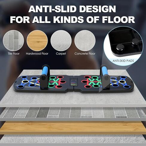 Foldable Push Up Board, Multifunctional Pushup Fitness Stand for Core Strength Training, Push Up Training Board with Body Sensor Counter, Stable Home Workout Equipment for Muscle Training in Saudi Arabia
