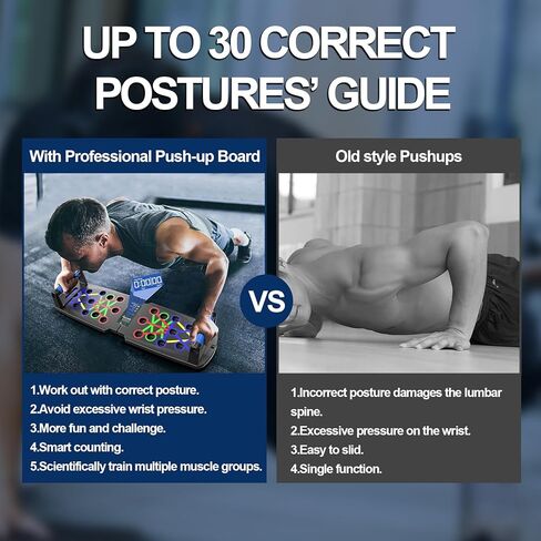 Foldable Push Up Board, Multifunctional Pushup Fitness Stand for Core Strength Training, Push Up Training Board with Body Sensor Counter, Stable Home Workout Equipment for Muscle Training in Saudi Arabia
