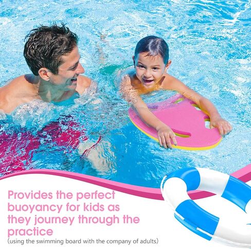Swimming Kickboard- Swimming Training Aid Kickboard with 6 Handrail Hole, Bicolor Practising Swimming Kickboard for Beginners Pool Exercise, Safety Swim Board Auxiliary for Children Summer Pool Party in Saudi Arabia