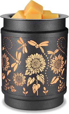 كوبودون الشمع تذوب دفئا الشمع المعدني دفئا للشمع المعطر الكهربائية شمعة العطر النفط الموقد 2 في 1 الشمع يذوب كهدايا للأمهات الجدة النساء الفتيات (عباد الشمس) in Kuwait