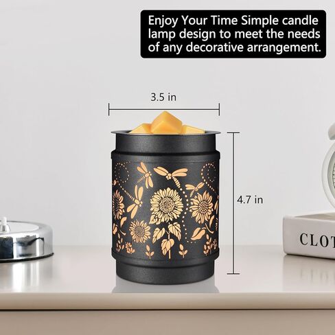 كوبودون الشمع تذوب دفئا الشمع المعدني دفئا للشمع المعطر الكهربائية شمعة العطر النفط الموقد 2 في 1 الشمع يذوب كهدايا للأمهات الجدة النساء الفتيات (عباد الشمس) in Kuwait