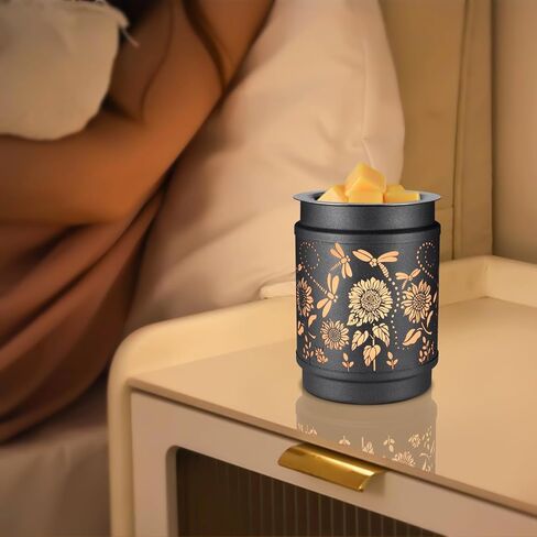 كوبودون الشمع تذوب دفئا الشمع المعدني دفئا للشمع المعطر الكهربائية شمعة العطر النفط الموقد 2 في 1 الشمع يذوب كهدايا للأمهات الجدة النساء الفتيات (عباد الشمس) in Kuwait
