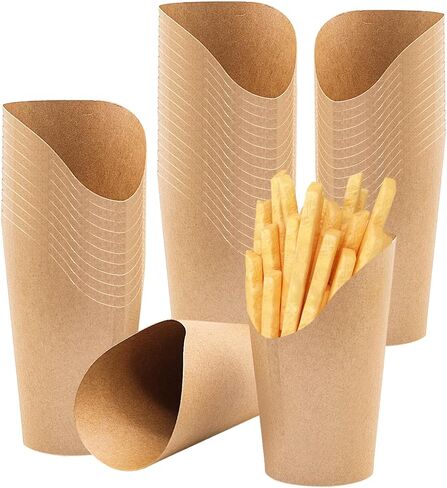 50 قطعة من حامل البطاطس المقلية، أكواب ورقية للفحم بسعة 12 أونصة، صناديق فشار ورقية للوافل، أكواب للقلي الفرنسي للاستعمال مرة واحدة، مستلزمات خبز الحفلات in Kuwait