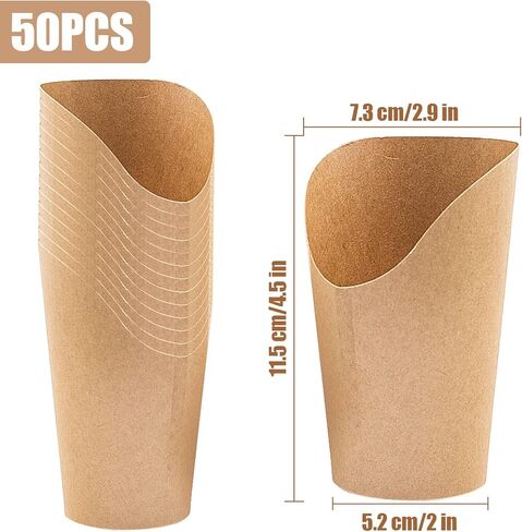 50 قطعة من حامل البطاطس المقلية، أكواب ورقية للفحم بسعة 12 أونصة، صناديق فشار ورقية للوافل، أكواب للقلي الفرنسي للاستعمال مرة واحدة، مستلزمات خبز الحفلات in Kuwait