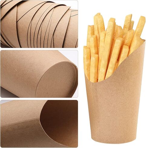 50 قطعة من حامل البطاطس المقلية، أكواب ورقية للفحم بسعة 12 أونصة، صناديق فشار ورقية للوافل، أكواب للقلي الفرنسي للاستعمال مرة واحدة، مستلزمات خبز الحفلات in Kuwait