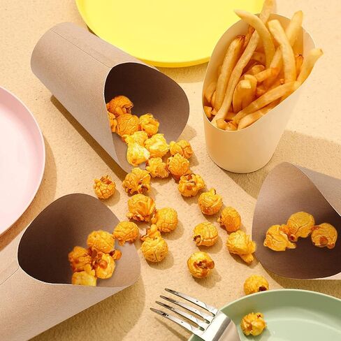 50 قطعة من حامل البطاطس المقلية، أكواب ورقية للفحم بسعة 12 أونصة، صناديق فشار ورقية للوافل، أكواب للقلي الفرنسي للاستعمال مرة واحدة، مستلزمات خبز الحفلات in Kuwait