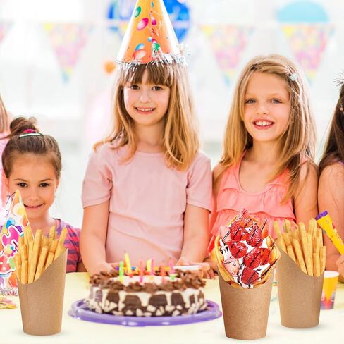 50 قطعة من حامل البطاطس المقلية، أكواب ورقية للفحم بسعة 12 أونصة، صناديق فشار ورقية للوافل، أكواب للقلي الفرنسي للاستعمال مرة واحدة، مستلزمات خبز الحفلات in Kuwait