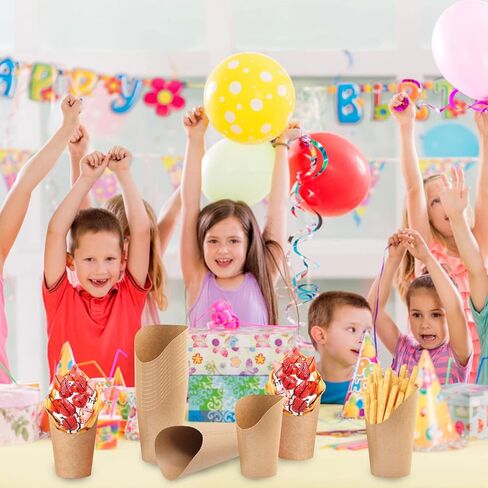 50 قطعة من حامل البطاطس المقلية، أكواب ورقية للفحم بسعة 12 أونصة، صناديق فشار ورقية للوافل، أكواب للقلي الفرنسي للاستعمال مرة واحدة، مستلزمات خبز الحفلات in Kuwait