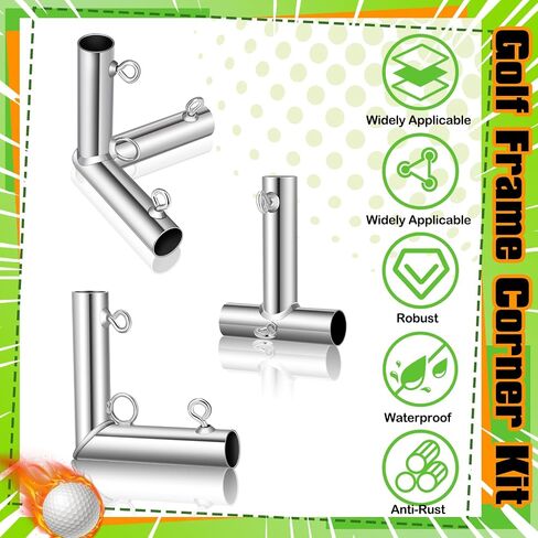 Blulu 10 قطع 3/4 بوصة مجموعة أدوات ركن إطار الجولف DIY تركيبات المظلة مع مسامير العين الملولبة لقناة Emt مقاس 10 بوصة طول × 10 بوصة عرض × 10 بوصة ارتفاع أقفاص وشبكات للتدريب في الفناء الخلفي للمنزل والخارج، فضي in Saudi Arabia
