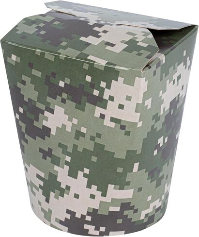 Restaurantware Bio Tek 3.2 x 2.9 x 4 Inch Food Containers 200 Noodle Takeaway Boxes - Disposable Sturdy Camouflage Paper 16 Ounce Take Out Boxes Round For Hot Or Cold Foods in Saudi Arabia