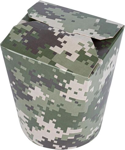 Restaurantware Bio Tek 3.2 x 2.9 x 4 Inch Food Containers 200 Noodle Takeaway Boxes - Disposable Sturdy Camouflage Paper 16 Ounce Take Out Boxes Round For Hot Or Cold Foods in Saudi Arabia