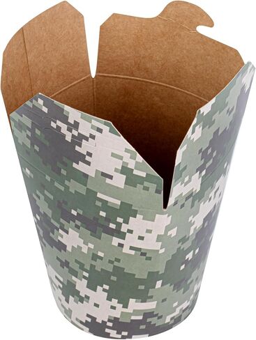 Restaurantware Bio Tek 3.2 x 2.9 x 4 Inch Food Containers 200 Noodle Takeaway Boxes - Disposable Sturdy Camouflage Paper 16 Ounce Take Out Boxes Round For Hot Or Cold Foods in Saudi Arabia