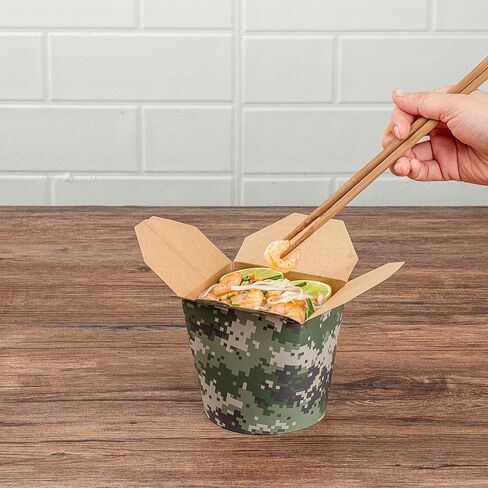 Bio Tek 4 x 3.4 x 3.7 Inch Food Containers, 50 Noodle Takeaway Boxes - Disposable, Sturdy, Camouflage Paper 26 Ounce Take Out Boxes, Round, For Hot Or Cold Foods - Restaurantware in Saudi Arabia