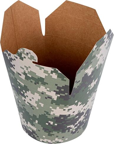 Bio Tek 4 x 3.4 x 3.7 Inch Food Containers, 50 Noodle Takeaway Boxes - Disposable, Sturdy, Camouflage Paper 26 Ounce Take Out Boxes, Round, For Hot Or Cold Foods - Restaurantware in Saudi Arabia