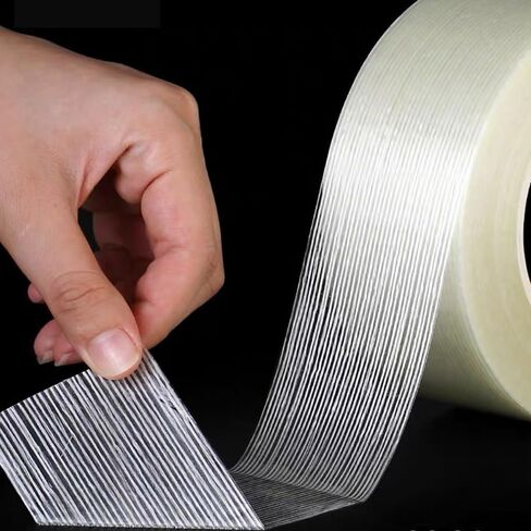 Transparent Mono Filament Strapping Tape 2inch X 50 Yards 5.6 Mil, Heavy Duty Reinforced Packing Tape Fiber Strapping Adhesive Packaging Tape,Adhesive Tapes,Wrapping Tape in Saudi Arabia
