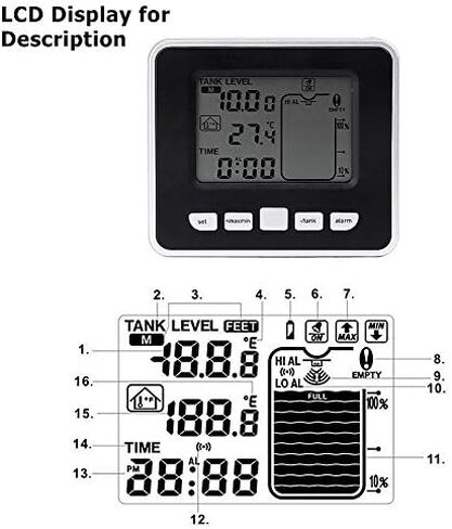 FTVOGUE Liquid Level Sensor Ultrasonic Water Tank Liquid Depth Level Measuring Meter with Temperature Display in Saudi Arabia