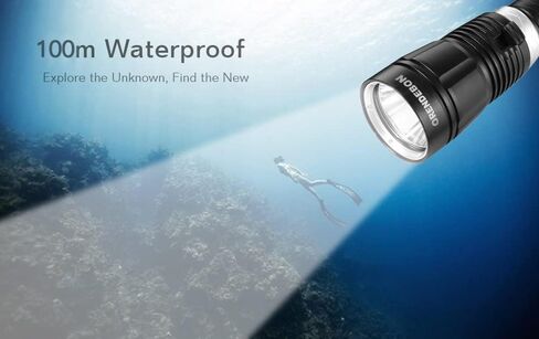 مصباح يدوي للغوص CREE XM-L2 3000 لومن خارجي مقاوم للماء 100 متر مع بطارية 6800 مللي أمبير في الساعة، شاحن + صندوق مجاني للتخييم والمشي لمسافات طويلة تحت الماء والغوص وصيد الأسماك والتخييم وركوب الدراجات in Saudi Arabia