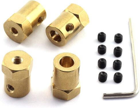 HJ Garden 4pcs 6mm Brass Hex Shaft Coupling Motor Flexible Coupler Joint for Connecting DC Motor Shaft, Robot, Model Car Tyre etc. in Saudi Arabia