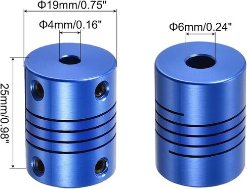 uxcell 1Pcs 4mm to 6mm Aluminum Alloy Shaft Coupling L25xD18 Flexible Coupler with Screws for Encoders and Motors,Blue in Saudi Arabia