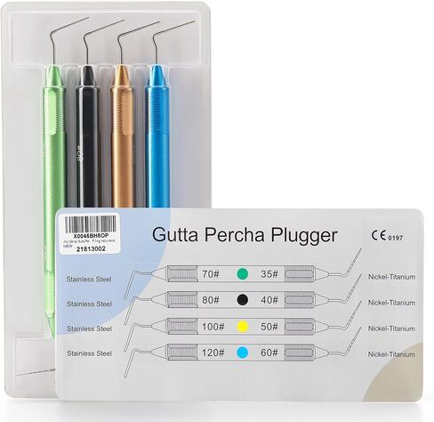 JMU Dental Gutta Percha Pluggers 4Pcs/Set, NiTi Tip & Stainless Steel Tip Double Ended Filling Instruments in Kuwait
