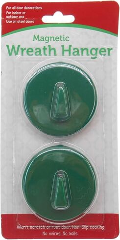 for Steel Doors - Holds up to 6 lbs - Double Pack (2 Wreath Hangers) Wreath Holders - Indoor or Outdoor Use on Steel Doors (Green) in Saudi Arabia