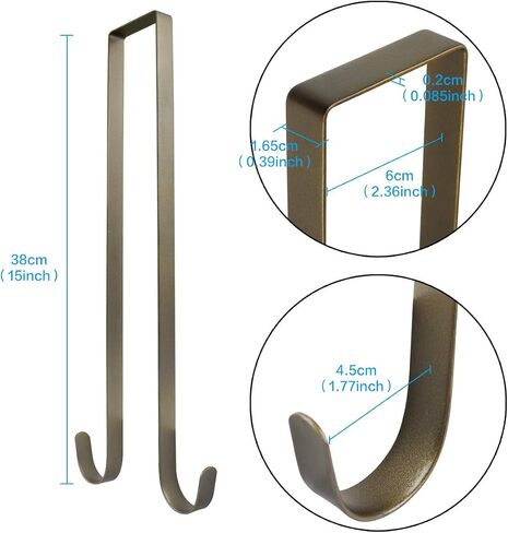15 Inches Double Sided Wreath Metal Door Hanger, Double Hook Wreath Hanger for Front Door Large Christmas Wreaths Decorations 20lbs Capacity Premium Sturdy Metal Hook Bronze in Saudi Arabia