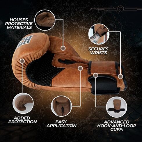 Rightpunch Premium Cowhide Leather Brown Boxing Gloves| Training Boxing Gloves Men & Women | Ideal for Sports & Muay Thai in Saudi Arabia
