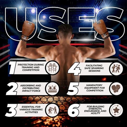 Rightpunch Premium Cowhide Leather Brown Boxing Gloves| Training Boxing Gloves Men & Women | Ideal for Sports & Muay Thai in Saudi Arabia
