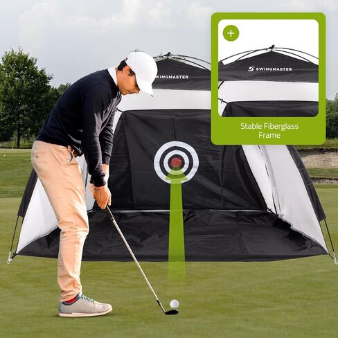 Swing Master Golf Net, Golf Practice Net and Mat for Backyard Driving, 10x7ft Golf Hitting Net with Golf Alignment Sticks, Quick Setup Indoor/Outdoor Chipping Net/Swing Golf Nets, Golf Accessories in Saudi Arabia