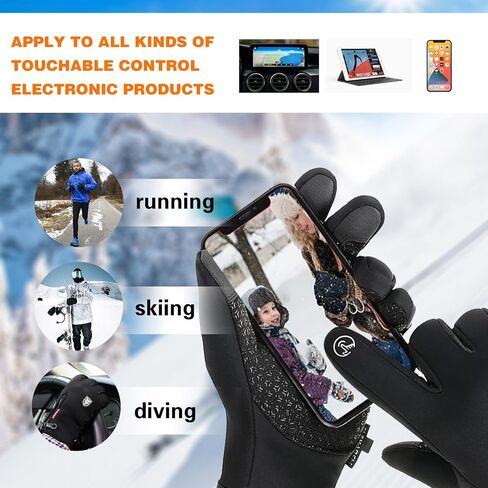 قفازات شتوية مقاومة للماء للرجال والنساء تحافظ على دفء قفازات شاشة اللمس لركوب الدراجات في الهواء الطلق والجري والقيادة in Kuwait