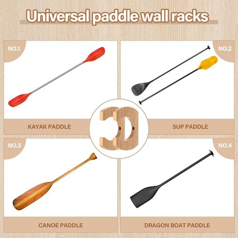 Wooden Paddle Holder Paddle Hangers Paddle Wall Racks Paddle Storage Keeper Hanging Oar Wall Decor Paddle Board Accessories for Kayak Sup Canoe Dragon Boat Paddles in Saudi Arabia