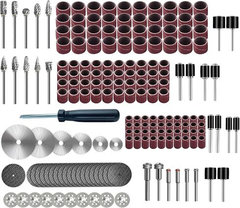 مجموعة أدوات الصنفرة من كربيد التنجستن مقاس 1/8 بوصة، ورؤوس مطحنة القالب مع أسطوانات الصنفرة ومجموعة عجلات القطع، و185 قطعة من ملحقات أدوات الصنفرة العملية لأداة دريميل الدوارة in Kuwait