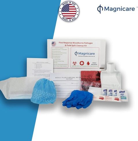 First Response Spill Kit - Be OSHA Compliant | Bloodborne Pathogen & Vomit Cleanup Kit: Comprehensive Spill Response for Bodily Fluids, Ideal for Restaurants, clinics & Public Spaces. in Saudi Arabia